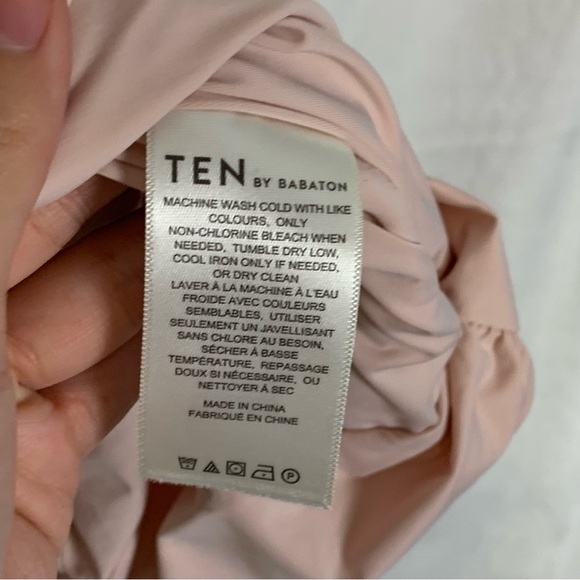 ten by babaton xxs baby pink ruched v neck mini dress - Picture 9 of 16